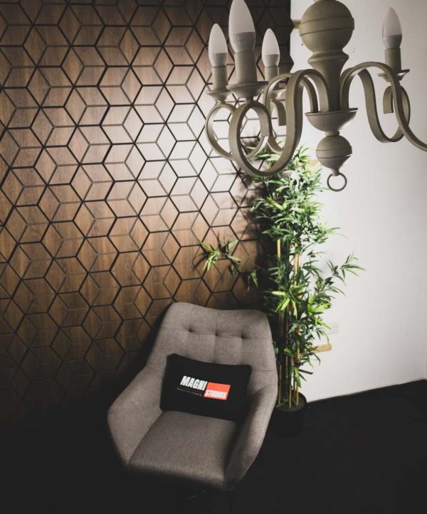 Hexagon Acoustic Wood Wall Panel ( Walnut ) - Image 2