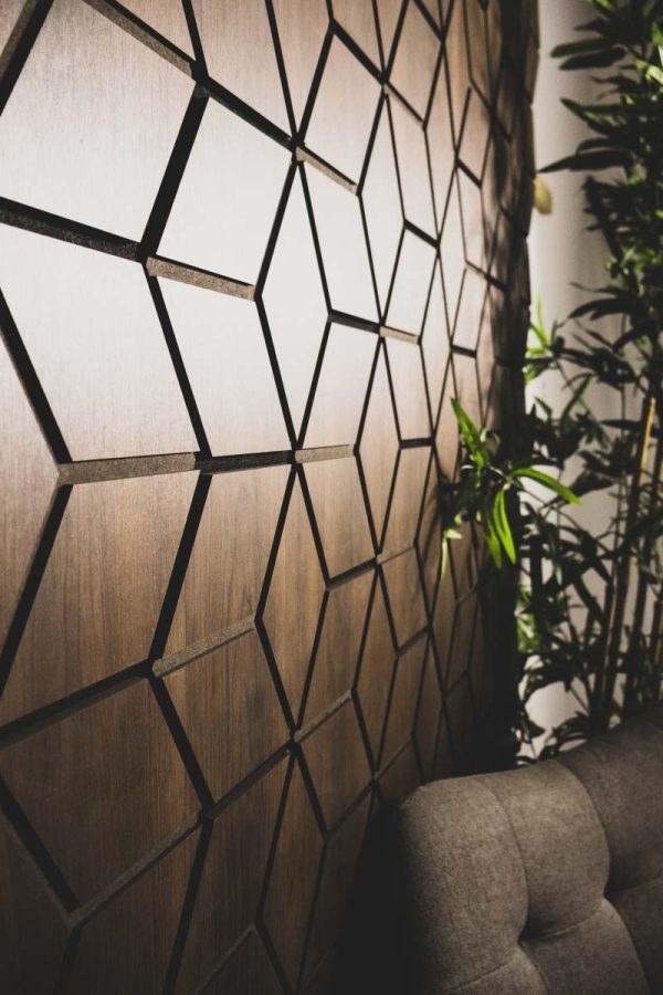 Hexagon Acoustic Wood Wall Panel ( Walnut ) - Image 3