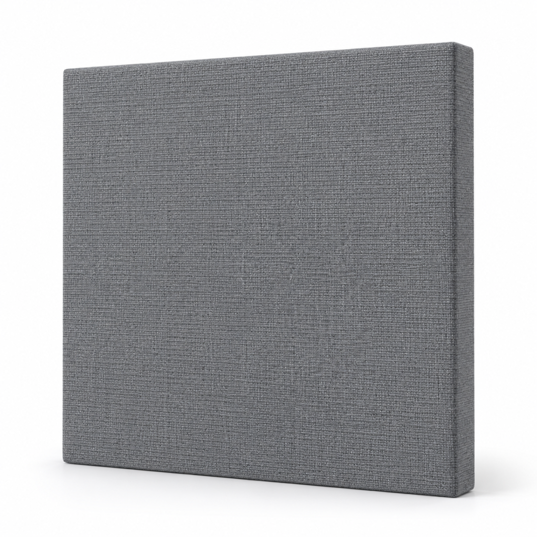 SPUK-square-panel-chaucer-grey | Soundproofing UK London | Soundproofing Specialists SPUK square acoustic panel in Chaucer grey fabric on a white background